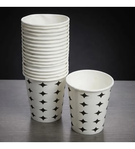 Siyah Yıldız Desenli Karton Bardak - 7 Oz - 50'li Paket