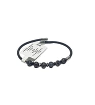 JTSS26BLK1766 PASLANMAZ ÇELİK BİLEZİK SİLİKON KAPLAMA LABRADORİT ve HEMATİT DOĞALTAŞLI GARANTİLİ JANTİ BİLEKLİK