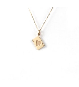 Kişiye Özel 925 Ayar Gümüş Minimalist Maça Ası Kart Kolye (Gold)
