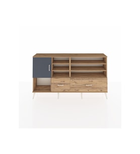 Arges Konsol 8 Raflı 2 Çekmeceli Tek Kapaklı  176x30x99 Çam-Antrasit/Çam