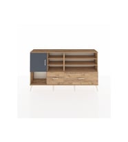 Arges Konsol 8 Raflı 2 Çekmeceli Tek Kapaklı  176x30x99 Çam-Antrasit/Çam
