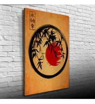 Yaprakların ardında Japonya Bayrağı Poster Kanvas Tablo 50 x 70