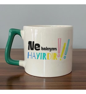 Ne Bakıyon Hayırdır Baskılı Yeşil Kulplu D Kupa