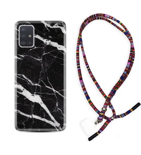Samsung a71 A72 A73 A7 A9 2018 C7 C9 Kılıf Boyun Asklı Rasta Silikon Siyah Şerit Mermer 1318