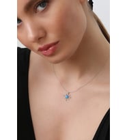 Kadın 925 Ayar Opal Taşlı Galaxy Yıldızı Kolye (Rodyum)