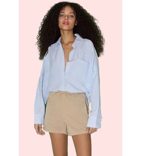 Kadın Denim Şort Yüksek Bel Geniş Paça Pamuklu Günlük Kombinler Yaz Aylarının Vazgeçilmezi (Camel)