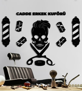 Berber Shop Kurukafa Kişiye Özel Erkek Kuaför Dekor Set
