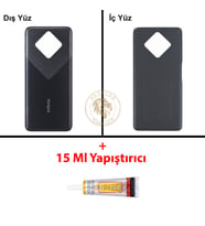 Infinix Zero 8 Siyah Uyumlu Arka Kapak + B7000 Yapıştırıcı Arka Cam Batarya Pil Kapağı Lazer Kesim