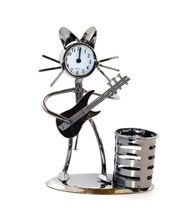 Gitar Tasarımlı Metal Saatli Kalemlik (Mavi)