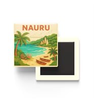 Nauru - Nauru - Paper Cut Art - Baskılı Buzdolap Magneti Kare - 9x9 cm