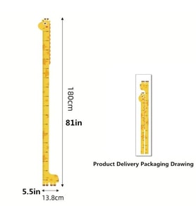 Sevimli Figürlü Çocuk Odası Boy Ölçer Sticker 180 cm