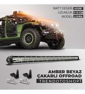 C9 420W 115 cm Çift Sıra 5 Modlu Turuncu Beyaz Off Road LED Bar