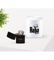 BK Gift Kişiye Özel Babalar Günü Hediyesi Baba Godfather Tasarımlı Seramik Kül Tablası ve Benzinli Çakmak Seti-2 (Model 1)