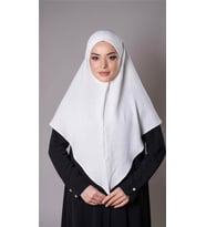 Krem Pratik Hazır Geçmeli Tesettür Eşarp Aerobin Kumaş Düz Hijab 2309_40