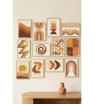12 Parça Retro Geometrik 2 Renk Seçenekli Dekoratif Çerçeve Görünümlü Tablo Seti