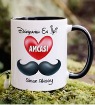 BK Gift Kişiye Özel Dünyanın En İyi Amcası Tasarımlı Siyah Kupa Bardak, Doğum Günü Hediyesi