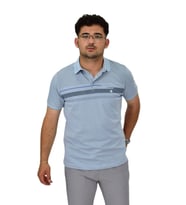 Erkek Polo Yaka Pano Çizgili Tişört T273 BGL-ST04592 (Mavi)
