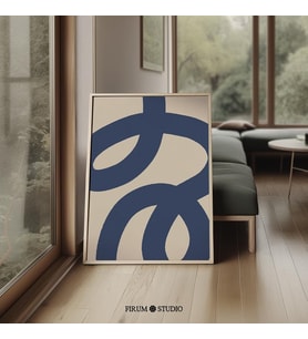 Lacivert Soyut Duvar Sanatı, Modern Minimalist Çizgi Sanatı Poster