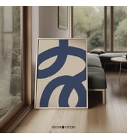 Lacivert Soyut Duvar Sanatı, Modern Minimalist Çizgi Sanatı Poster