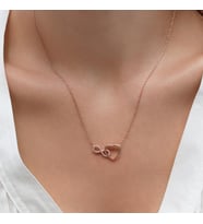 Kalp Sonsuzluk Rose Gold Kaplama Gümüş Kolye