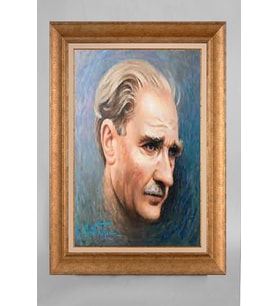 Altın Varaklı Paspartulu Çerçeveli Atatürk Tablo sd755