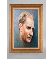 Altın Varaklı Paspartulu Çerçeveli Atatürk Tablo sd755