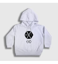 Presmono Unisex Çocuk Beyaz Logo Exo Kapüşonlu Sweatshirt 61462tt (Beyaz)