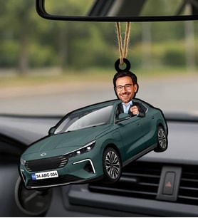 BK Gift Kişiye Özel Erkek Urla Renk Togg Karikatürlü Ahşap Plakalı Araba Dikiz Ayna Süsü-1 , Arkadaşa Hediye, Sevgiliye Hediye, Araba Hediyesi