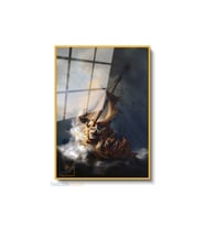 Dikey Çerçeveli Cam Klasik Görsel Ressam Modern Ev Dekoru Duvar Sanatı Ev Ofis Tablosu (Altın)