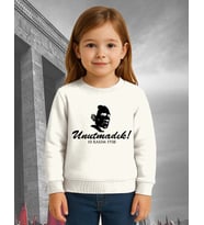 Unisex Ay Yıldızlı 19 Mayıs 29 Ekim 23 Nisan 10 Kasım Atatürk Çocuk 3 İplik Şardonlu Sweatshirt (Beyaz)