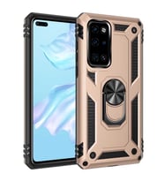 Huawei P40 Kılıf Metal For Car Yüzüklü Standlı Military Ring Serisi (Altın)