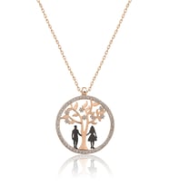 Hayat Ağacı Sevgili Aşk Kolye Rose Gold Kaplama 925 Ayar Gümüş
