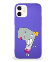 Apple iPhone 12 Mini Soft Premier Kapak Pearl Yengeç Tasarımlı Silikon Kılıf - Mor (Şeffaf)
