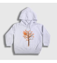 Presmono Unisex Çocuk Beyaz Tree Leaves Fox Tilki Kapüşonlu Sweatshirt 368181tt (Beyaz)
