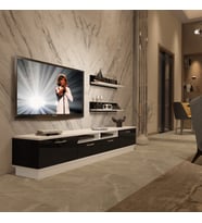 Decoraktiv Trendstyle 220r Mdf Tv Ünitesi Tv Sehpası - Beyaz Siyah (Siyah - Beyaz)