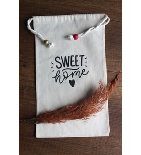 30x40cm - 2 Adet Keten Sweet Home Çok Amaçlı Kese - Saklama Torbası -