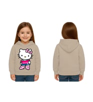 Unisex hello kity  Baskılı Çocuk Swaetshirt  Baskılı Kapüşonlu 3 İplik Şardonlu (Taş)