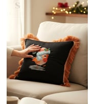 CİVCİV Nakışlı Kadife Siyah Kırlent Kılıfı (1 adet İÇİ DOLGULU 43 X 43 CM) (Çok Renkli)