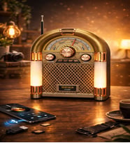 Meier M-68BT Bluetooth Nostaljik Radyo  FM/AM/SW, USB, TF Kart, Şarjlı Retro Hediyelik Jukebox (Altın)