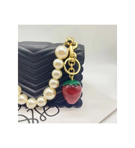 Çilek Anahtarlık Kırmızı Çanta Süsü Charm Strawberry Red Gold