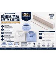 Premium Önü Beyaz Arkası Gri Gömlek Yaka Destek Kartonu 2,5x34,5 cm 1000'li Gömlek Paketleme, Yaka Koruma ve Ambalaj Kartı