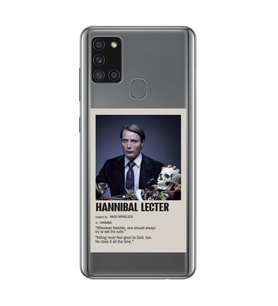 Samsung Galaxy A21S Uyumlu Hannibal Lecter Minimalist Poster Desenli Şeffaf Telefon Kılıfı