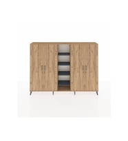 Arges Dolap 12 Raflı 4 Kapaklı 220x30x163 Çam-Çam/Antrasit
