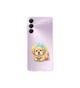 Samsung Galaxy A05S ile Uyumlu Splash Köpek Tasarımlı Şeffaf Silikon Kılıf