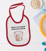 BK Kids Prensesim Üstesinden Gelirim Tasarımlı Kırmızı Bebek Mama Önlüğü-1