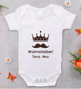 BK Kids İsimli Sünnet Oldum Tasarımlı Bebek Body Zıbın - Model 1