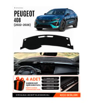 PEUGEOT 408 (2022-2026) Uyumlu Torpido Örtüsü Torpido Kılıfı - Siyah Gri