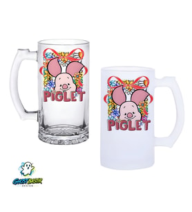 Piglet Kulplu Bira Bardağı Buzlu veya Şeffaf Seçenekli 0335