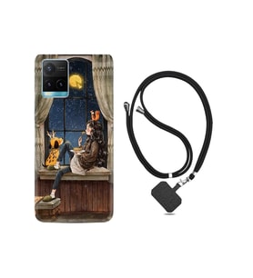 Vivo Y21s Kılıf Desenli Silikon Boyun Askılı Ananas Camera Glass 1358