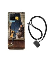 Vivo Y21s Kılıf Desenli Silikon Boyun Askılı Ananas Camera Glass 1358